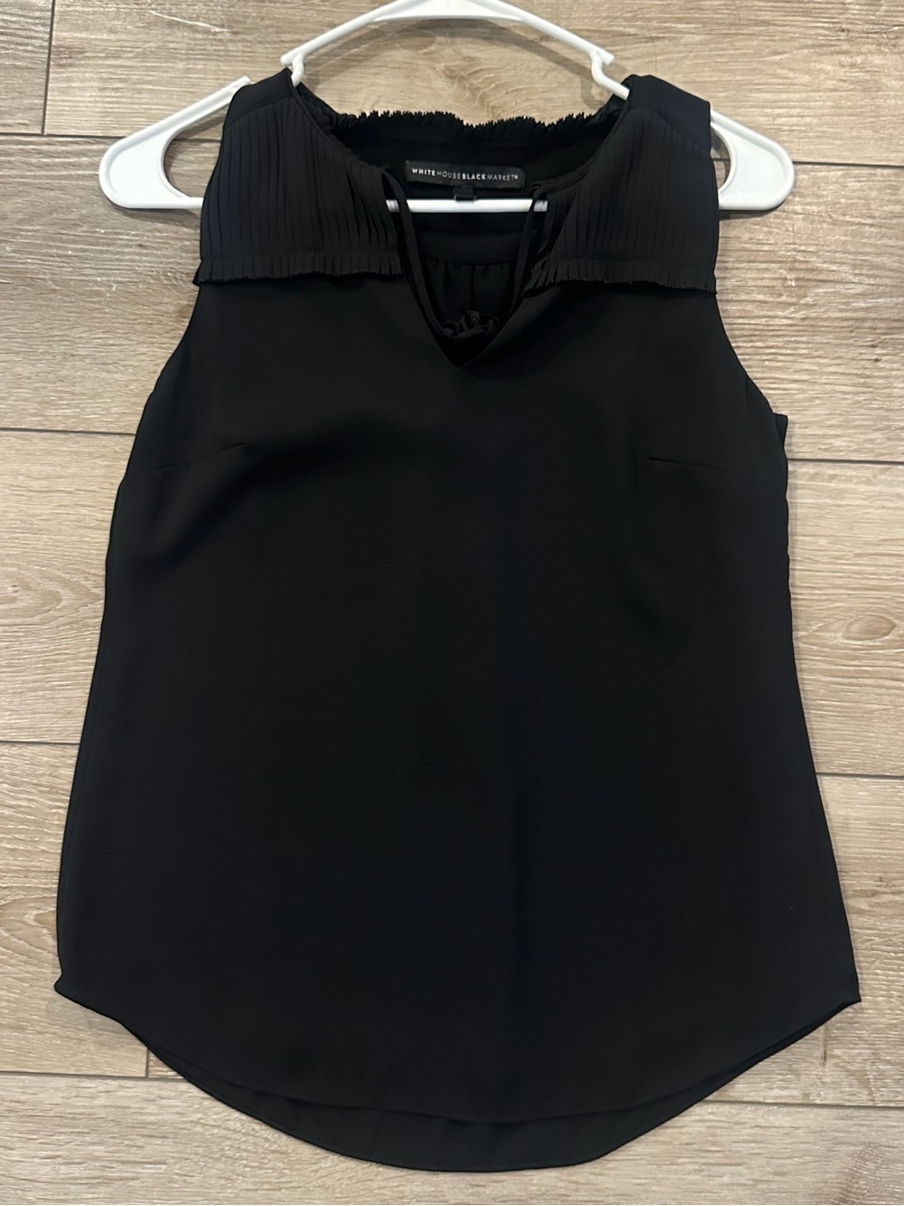 White House Black Market Black Pleated-Trim Sleeveless Top